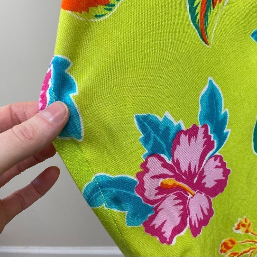 Jane Ashley Vtg Tropical Floral Maxi Shift Dress Sleeveless Lime Green 3X - Picture 14 of 14